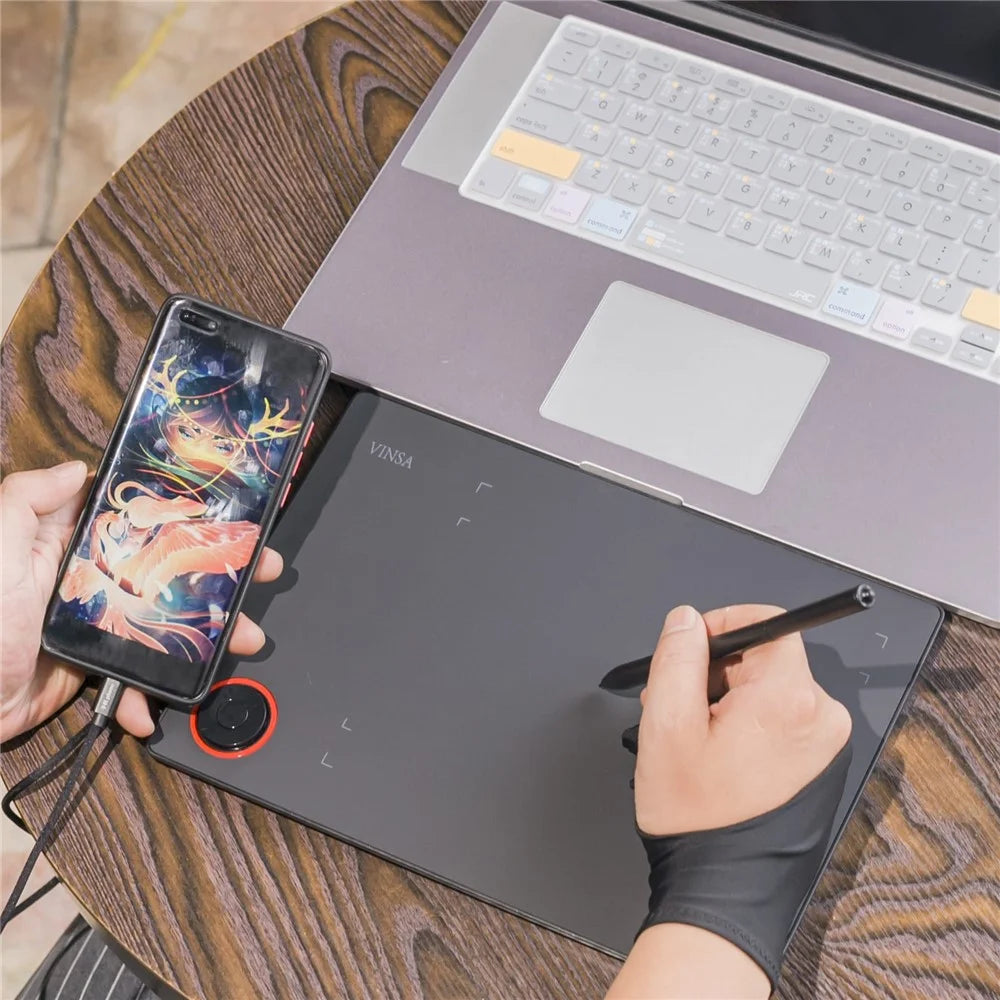 VINSA T608 Graphics Tablet Electronic Drawing Plate Hand Drawing Board with Pressure Sensitive Pen OTG Adapter - 4