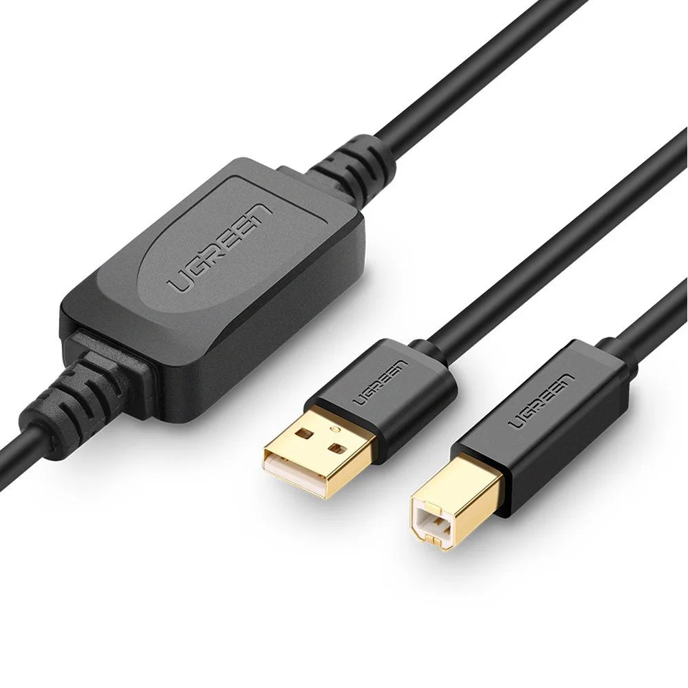 UGREEN 10362 15m USB2.0 Printer Cable with Amplifier Extender USB Printer Cord Support 480 Mbps Data Transfer Compatible with Mac/HP/Canon/Dell/Xerox/Samsung - 1