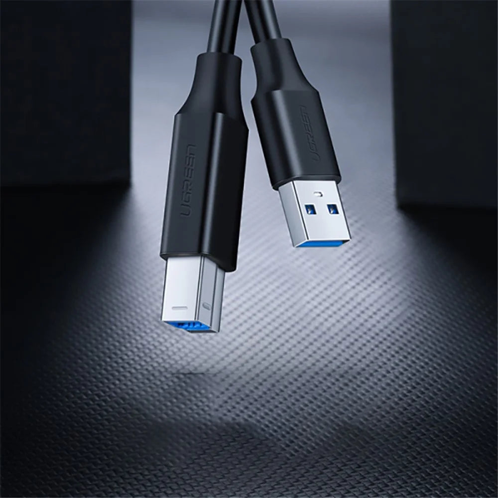 UGREEN 10372 2m USB3.0 Printer Data Cable High-Speed 5Gbps USB A Male to USB B Male Cable Adapter Mobile Hard Disk Box Monitor Fax Machine Cable for Printer/Scanner - 2