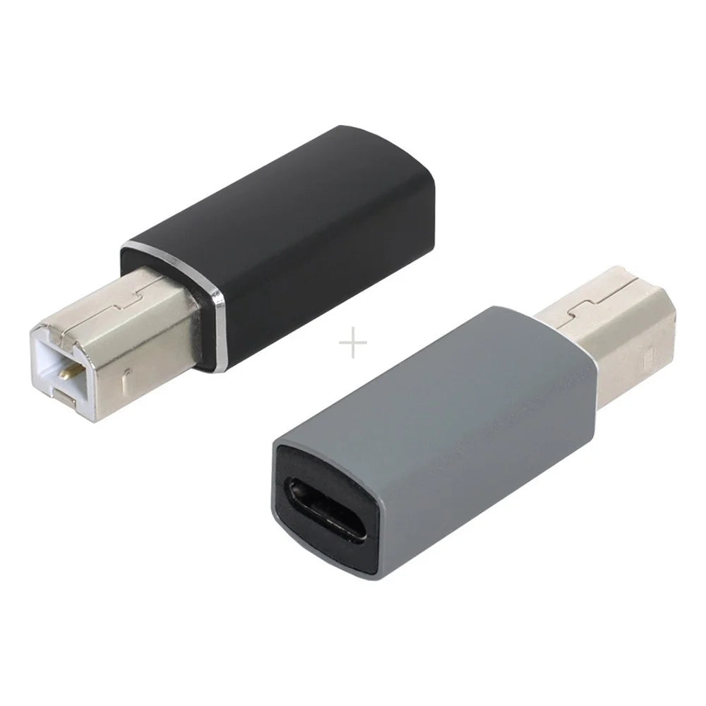UC-163 2Pcs USB-C Female to USB-B Male Adapters Converter (Grey+Black) - 2