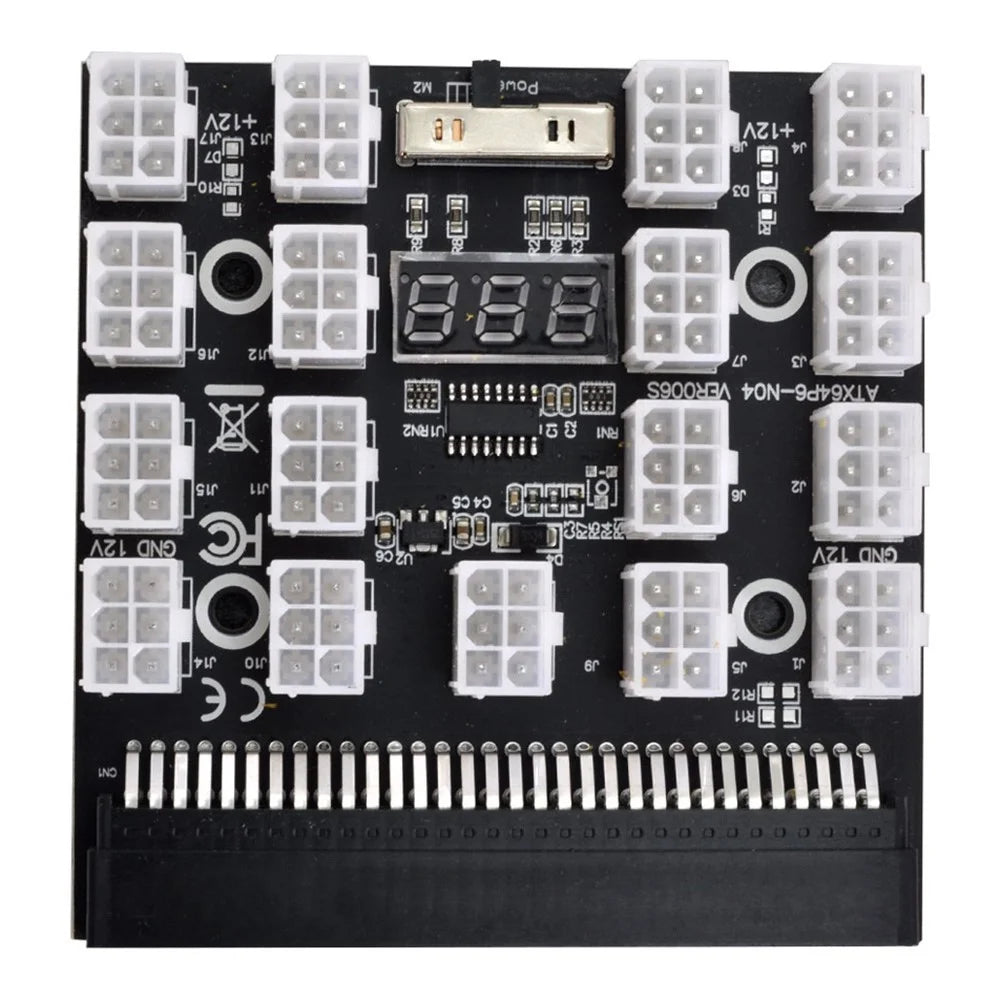 PW-001 12V ATX 17Ports 6Pin Power Supply Breakout Board Adapter Converter for Ethereum ETH BTC Mining Miner - 2