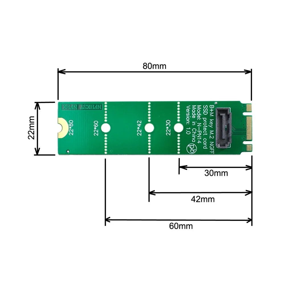 SA-007 Motherboard NGFF B/M-Key M.2 to Vertical SATA 7pin Hard Disk Drive SSD PCBA Extension Adapter Expansion Card - 4