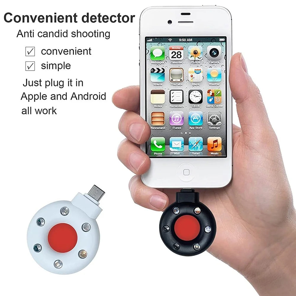 Portable Anti-Spy Hidden Camera Infrared Detector Anti-peeping Detector Spy Finder for Screening Pinhole / Spy Cameras - Type-C / Black - 2