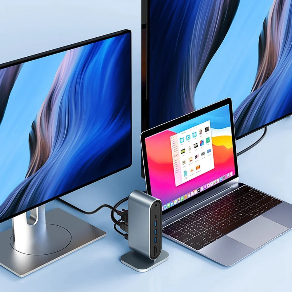 2201 12-Port Type-C Docking Station Vertical USB Hub Adapter Dual HD 4K / 30Hz USB-C Converter Support MST for Dell, MacBook - 2
