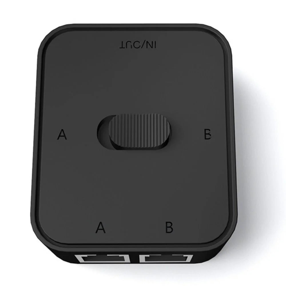 2-Port RJ45 Network Switcher Gigabit Network Splitter Power-Free Internal / External Network Switch Adapter - Black - 5