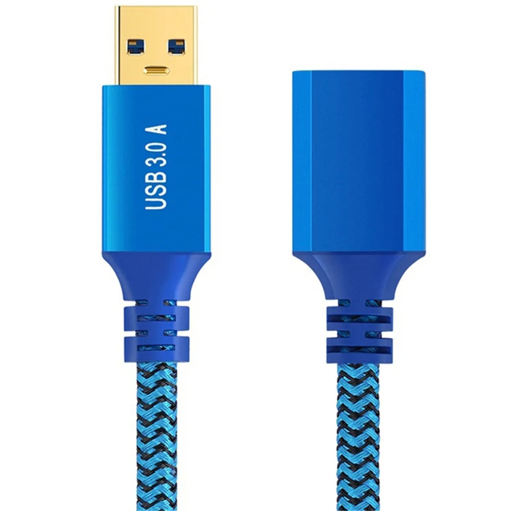 1m USB 3.0 Male to Female Braided Extension Cable for Printer Hard Disk Box Set-Top Box - 1