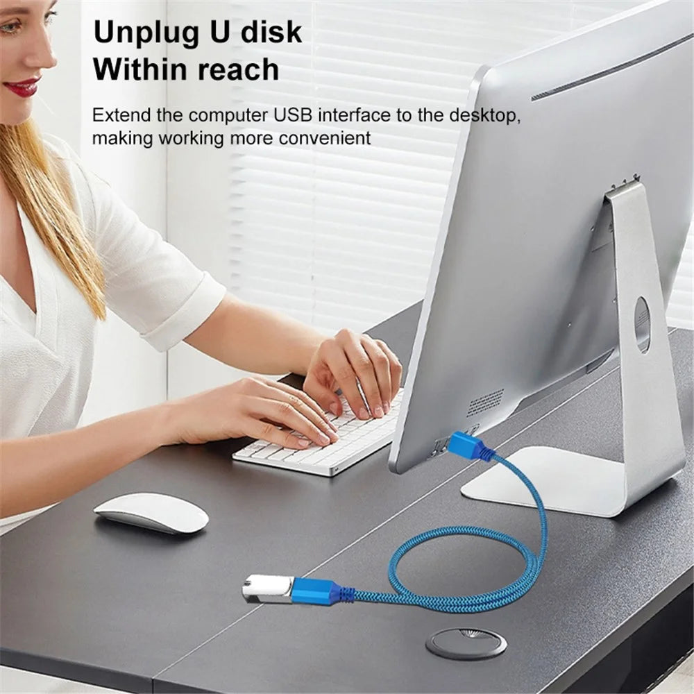 1m USB 3.0 Male to Female Braided Extension Cable for Printer Hard Disk Box Set-Top Box - 4