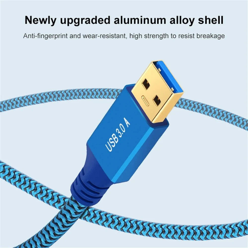 1m USB 3.0 Male to Female Braided Extension Cable for Printer Hard Disk Box Set-Top Box - 5