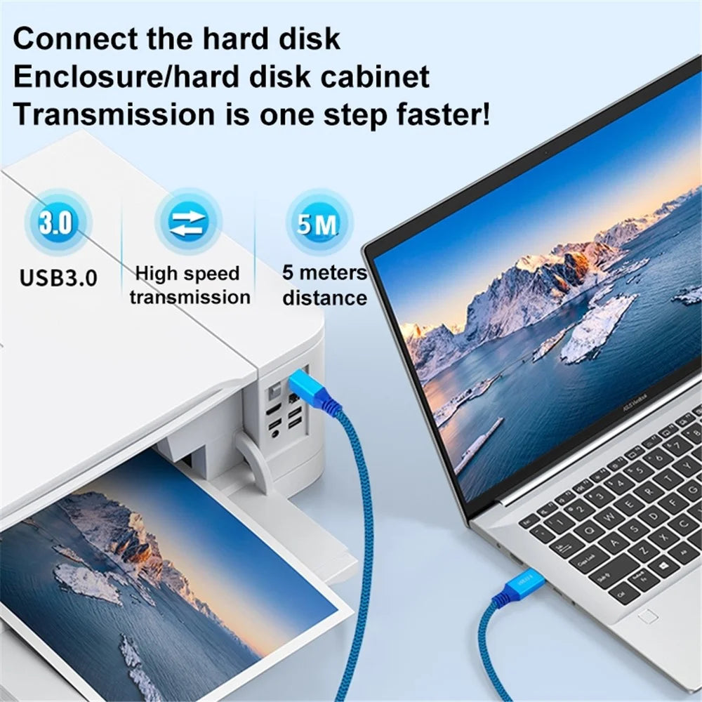0.3m USB-A 3.0 Male to USB Type-B Male Connection Cable for Printer / Hard Drive Box - 7