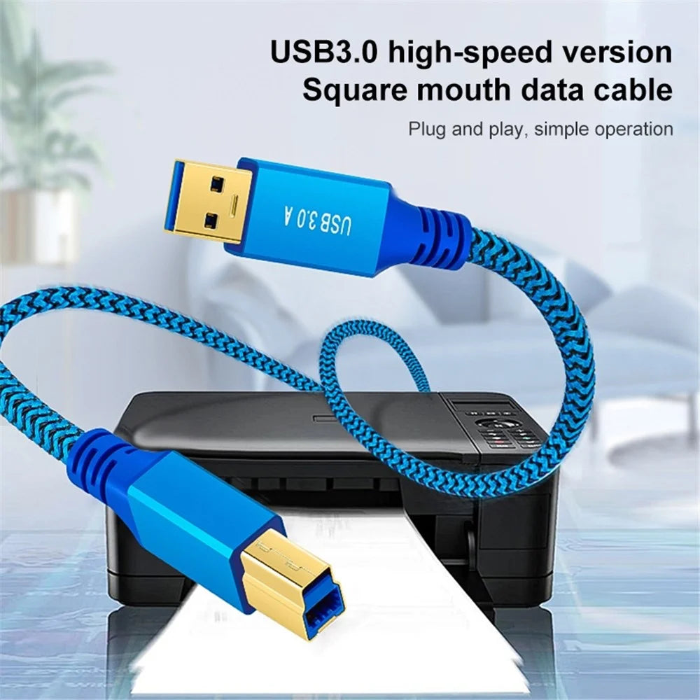 0.6m USB-A 3.0 Male to USB Type-B Male Braided Cable for Printer Hard Drive Box Camera - 4