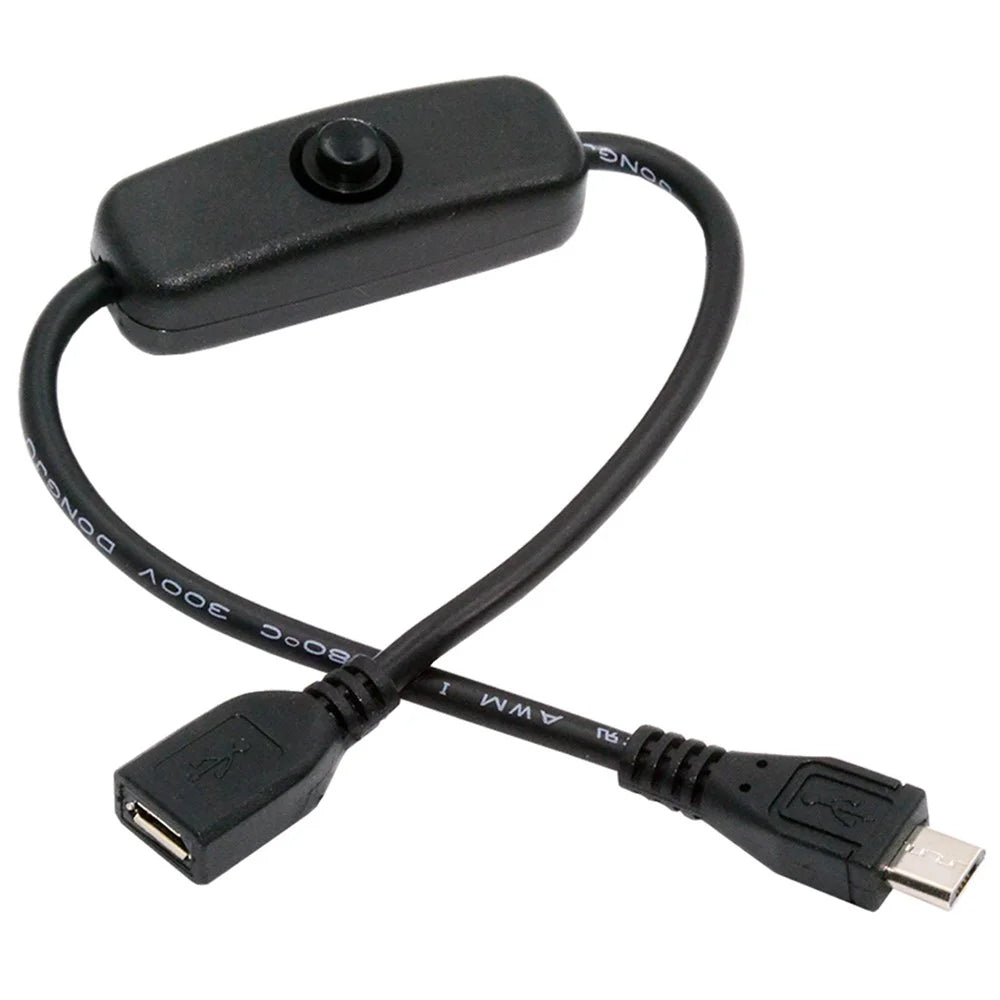 PW-012-MM Micro USB2.0 Cable with On / Off Power Switch Button Micro 5 Pin Male to Female for DC 5V Desk Lamp Fan Camera - 2