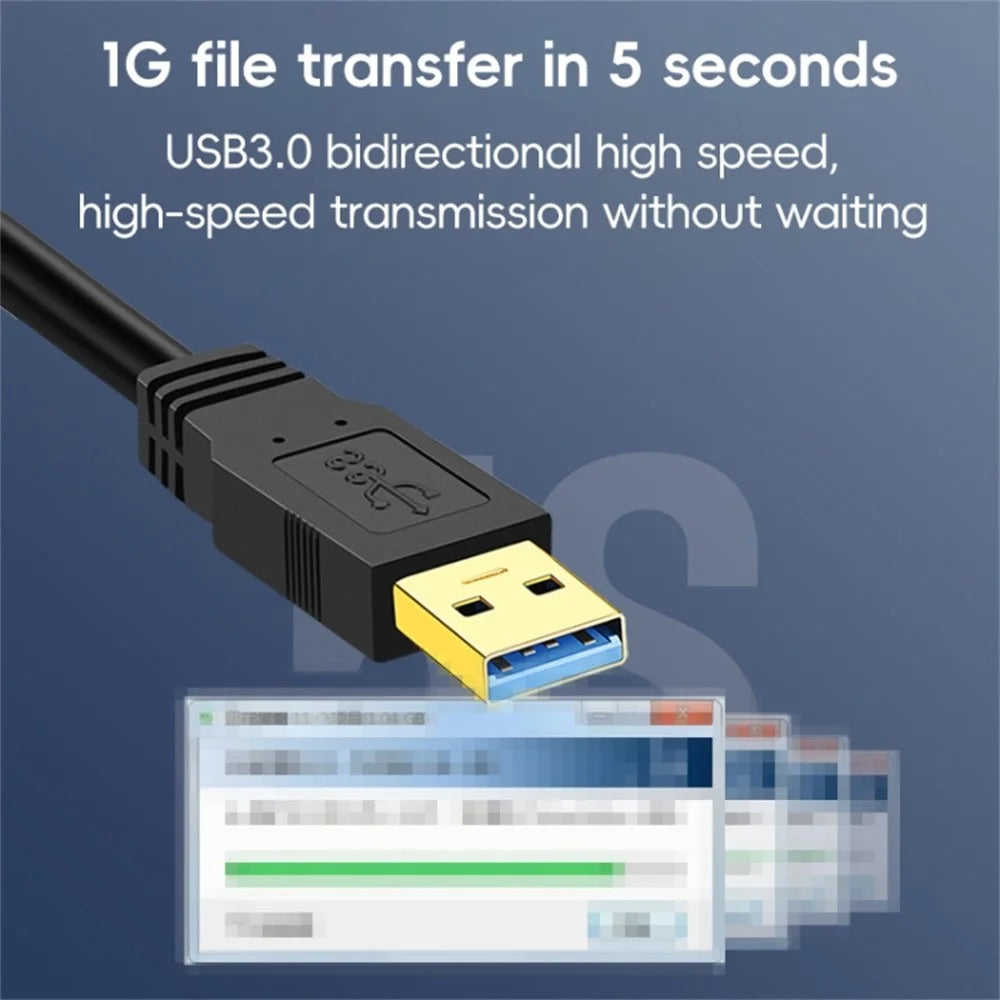 0.3m USB 3.0 Male to Male Mobile Hard Drive Box Data Cable Laptop Radiator Extension Cord, Black - 4