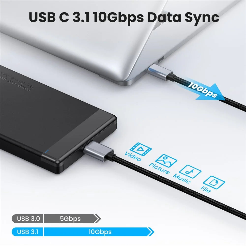 0.5m USB Type C to Micro B Cable Compatible with Seagate WD Westgate My Passport MacBook Pro / Ipad - 4