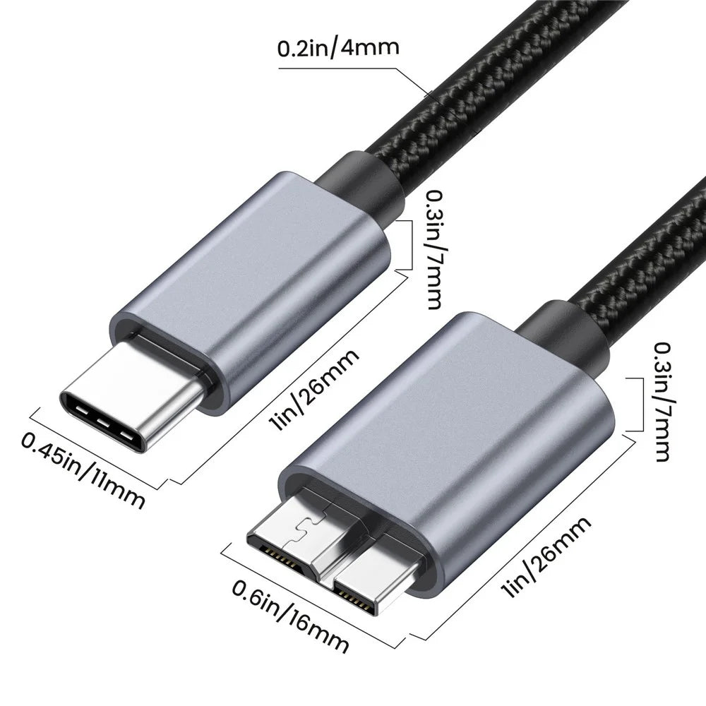 0.5m USB Type C to Micro B Cable Compatible with Seagate WD Westgate My Passport MacBook Pro / Ipad - 6