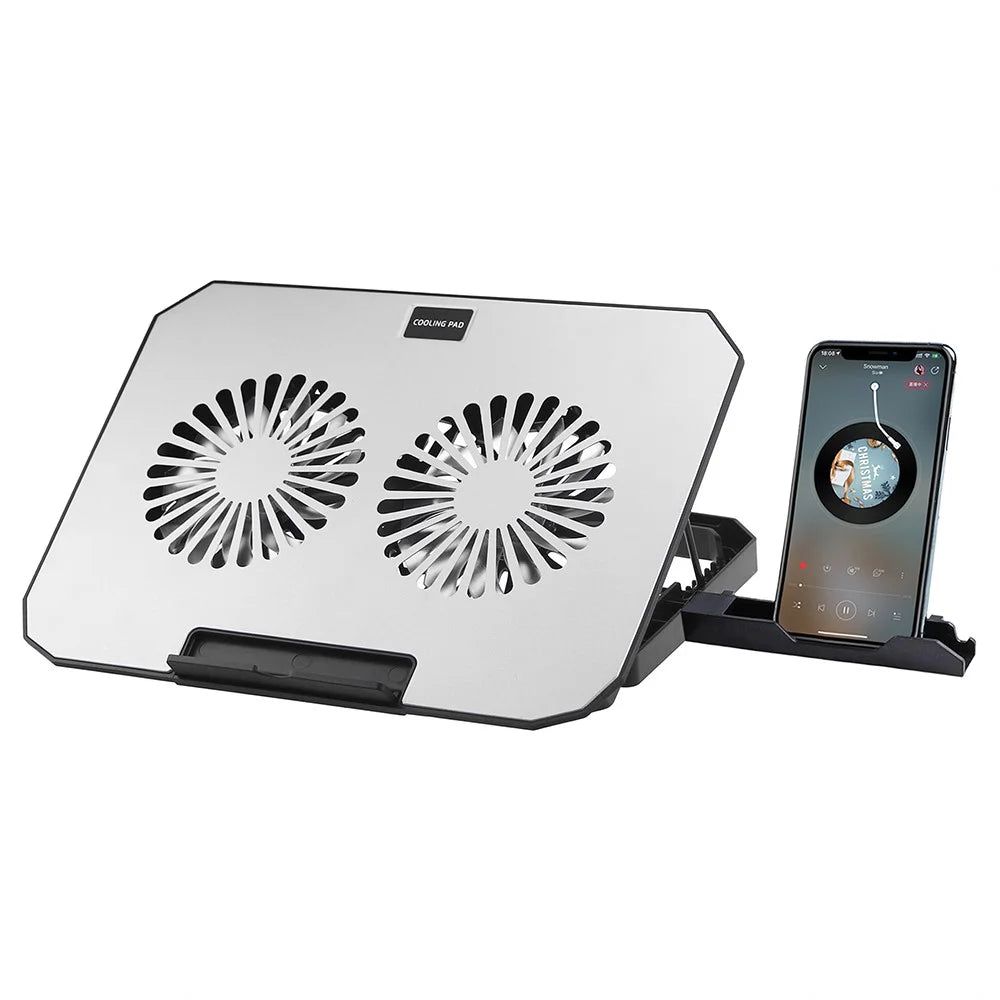 N22 Adjustable Laptop Cooling Stand Phone Holder Portable Notebook Cooler with 2 USB Ports - 2