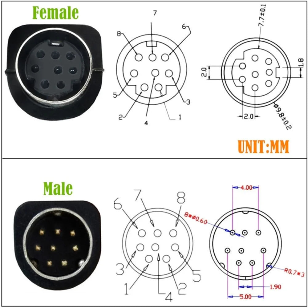 3m DIN 8 Pin Male to Female S Video Cable Angled Connector Audio Video Cord for Set Top Box - 4