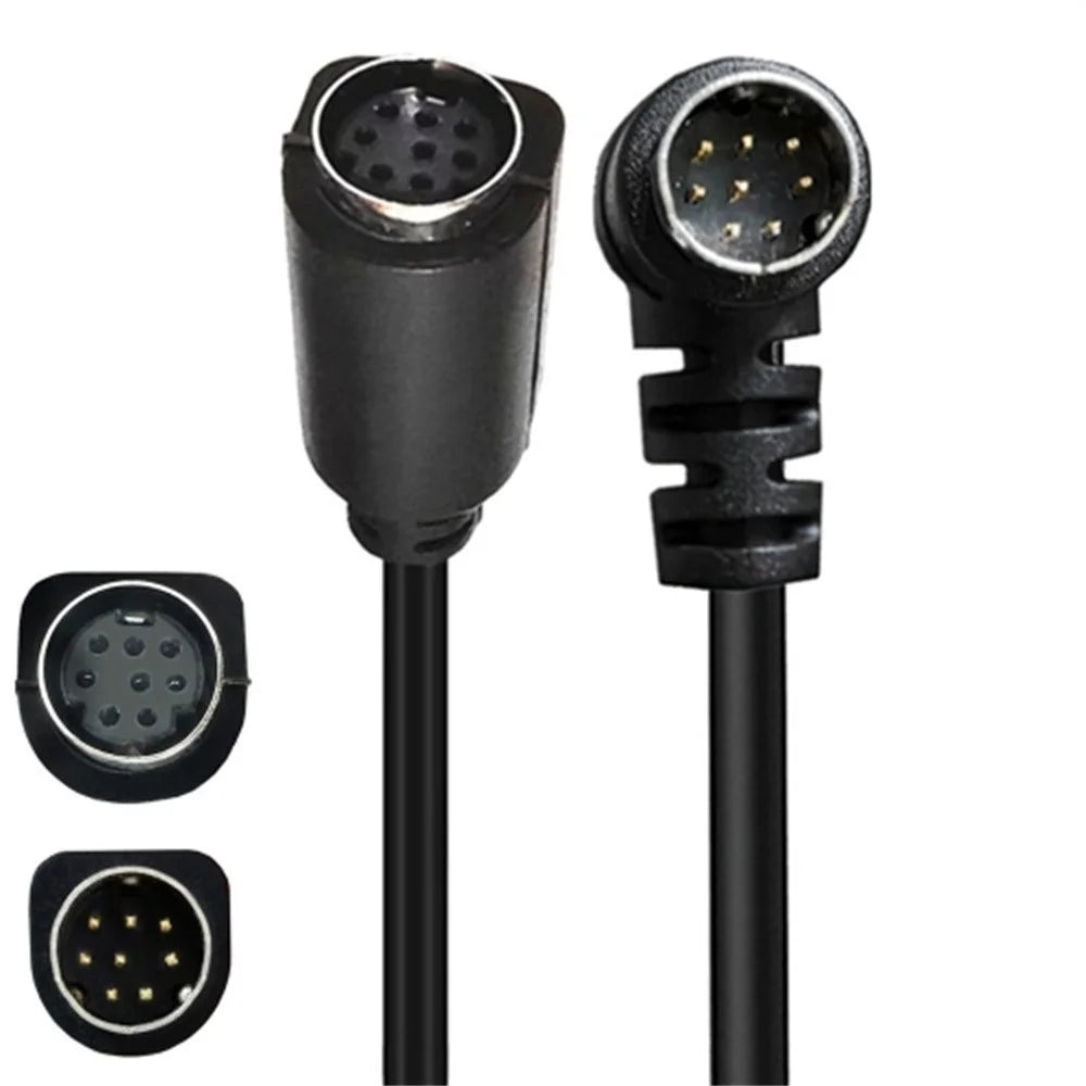 0.5m DIN 8 Pin Male to Female S Video Cable Angled Connector Audio Video Cord for Set Top Box - Black - 1