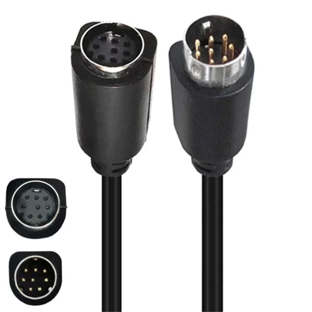 0.5m S-Video Cable Mini DIN 8 Pin Male to Female Cord for Set Top Box Computer TV Monitor - Black - 1