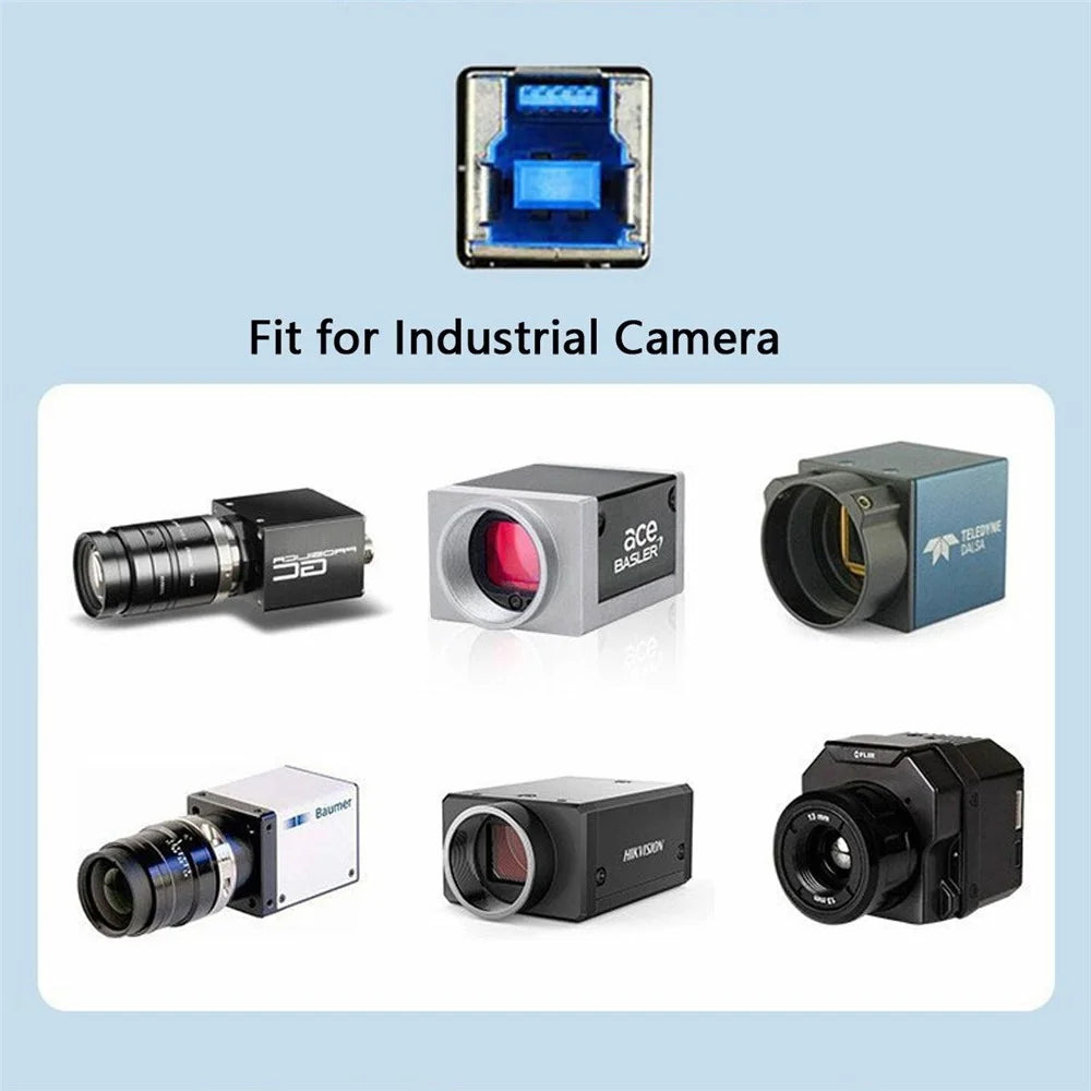 U3-102-2.0M USB 3.0 Type A Male to Type B Thumbscrew Standard Male Mount Panel Type for Industrial Camera Scanner - 7
