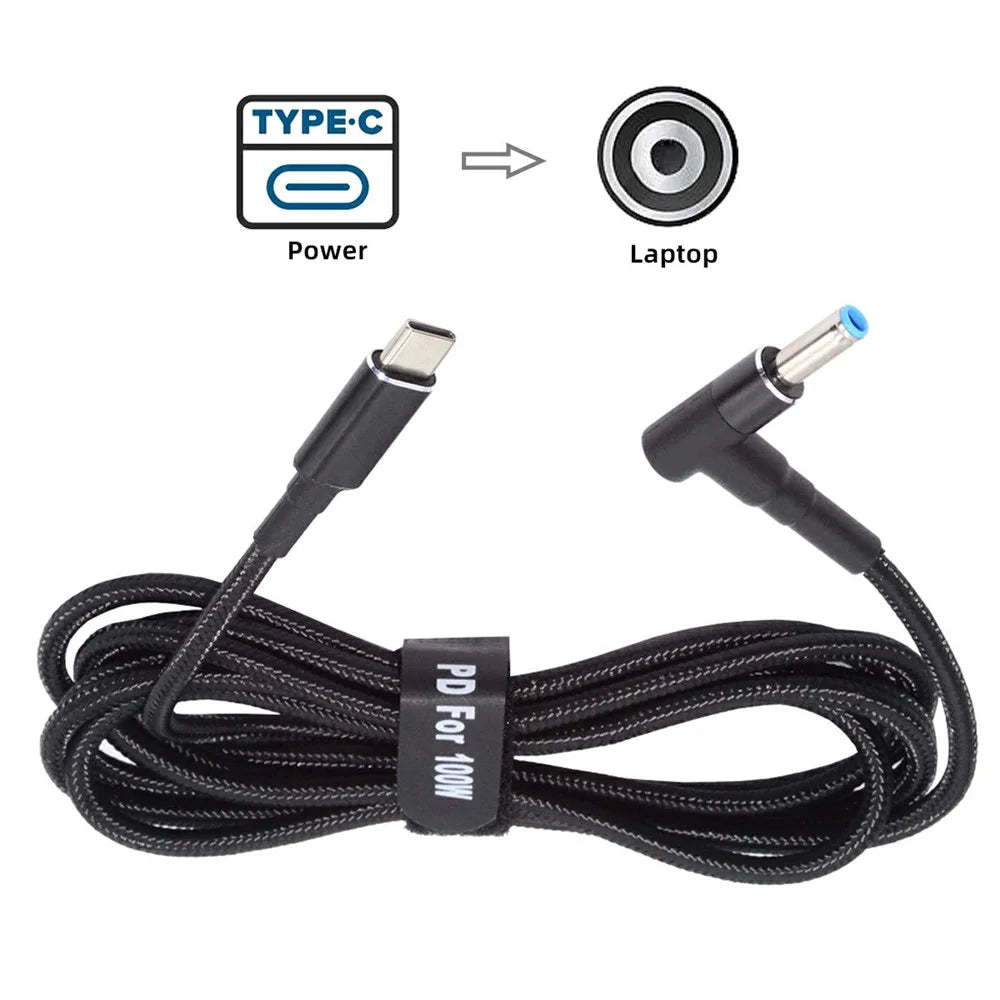 UC-110-4530HP For HP Laptop 1.8m USB-C to DC 4.5x3.0mm Charging Cable PD 100W Nylon Fast Charge Cord - 7