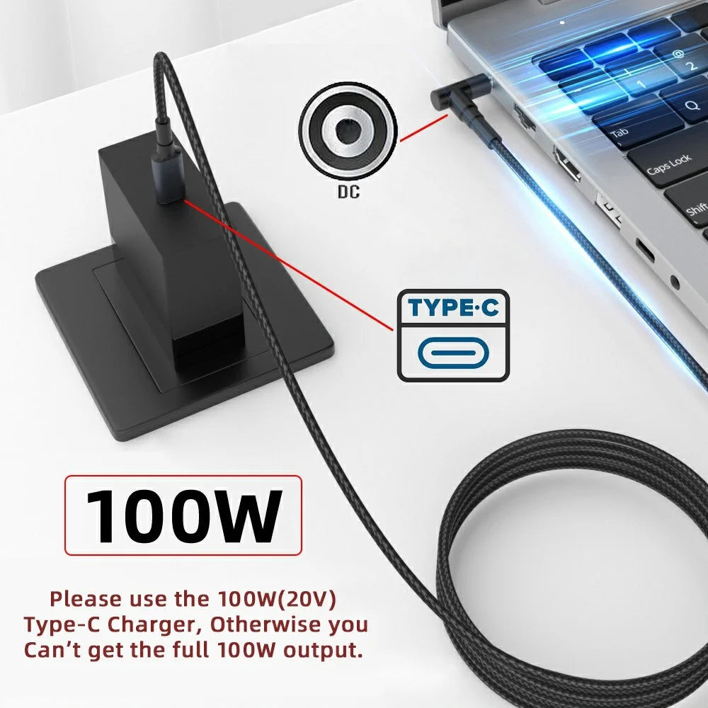 UC-110-7450HP For HP Laptop 1.8m USB-C to DC 7.4x5.0mm Adapter Cable PD 100W Nylon Braided Charge Wire - 6