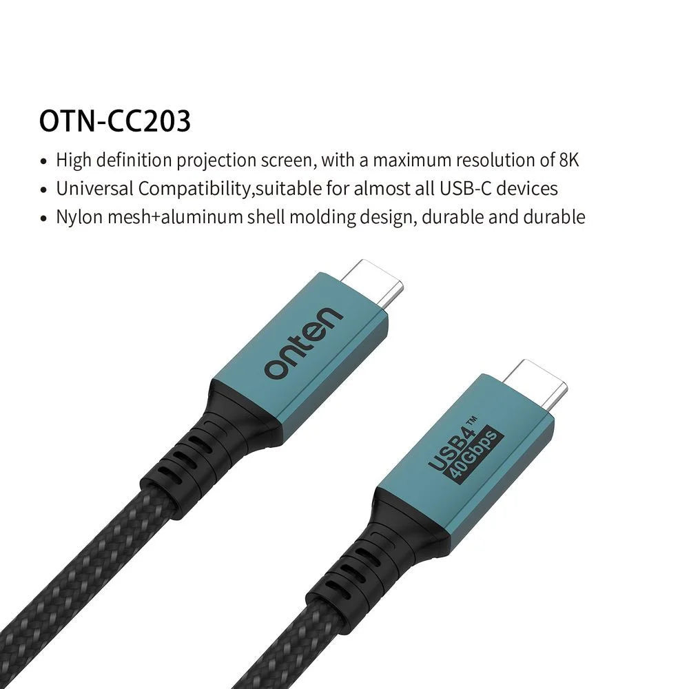 ONTEN 1m OTN-CC203 USB4 Cable 40Gbps PD 100W Charging Full Function Braided Video Data Cable - 3