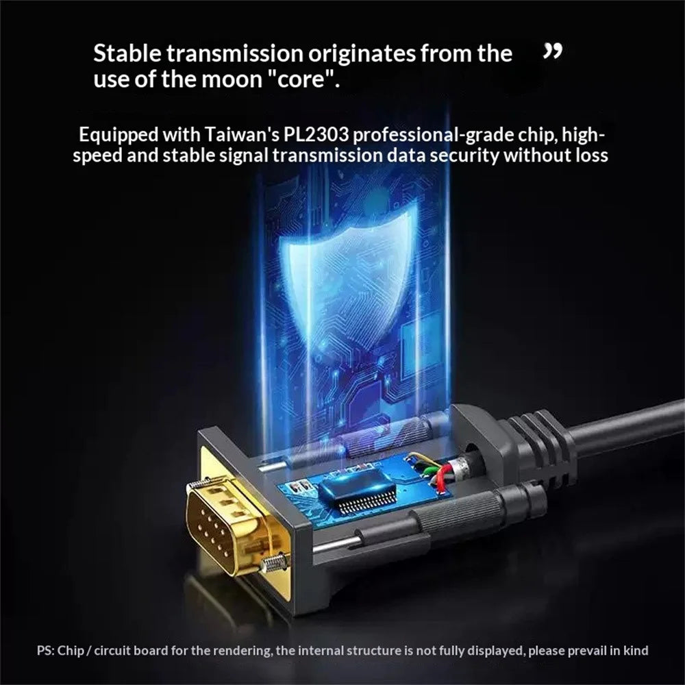 UGREEN 20201 1.5m USB to RS232 Serial Adapter Cable USB-A to DB9 Female 9 Pin Converter for Printer / Router / Scanner - 5