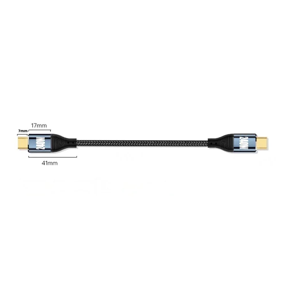 D24005 50cm Straight USB-C to USB-C Cable 240W PD 3.1 Fast Charging E-Marker Chip Data Cable for Laptop - Black - 6