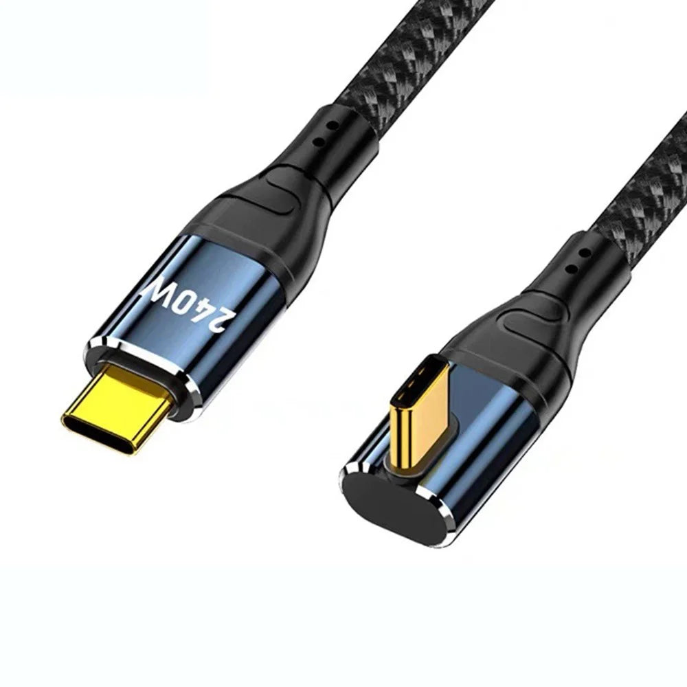 D24210 1m Center Right Angle USB-C to USB-C Cable PD 240W Fast Charging Data Cord for Laptop - Black - 1