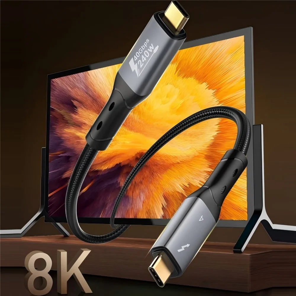 LDNIO TC10c 50cm USB4.0 Cable USB-C to USB-C 240W Fast Charging 8K Video 40Gbps Date Transfer Cable Compatible with Thunderbolt 3  /  4 - Black - 3