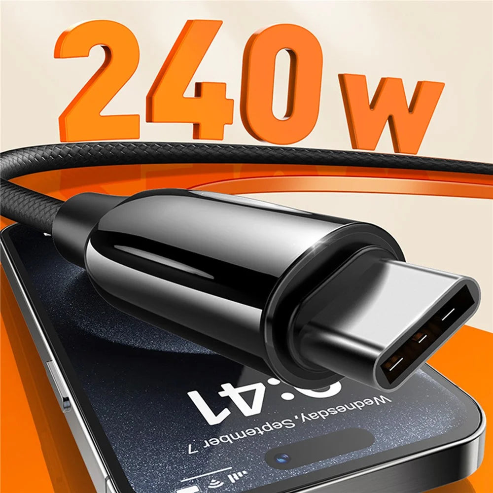 LDNIO LC921c-240W 2m USB-C to USB-C Cable 240W PD3.1 Fast Charging Braided Data Cable for Laptop Phone - Black - 2