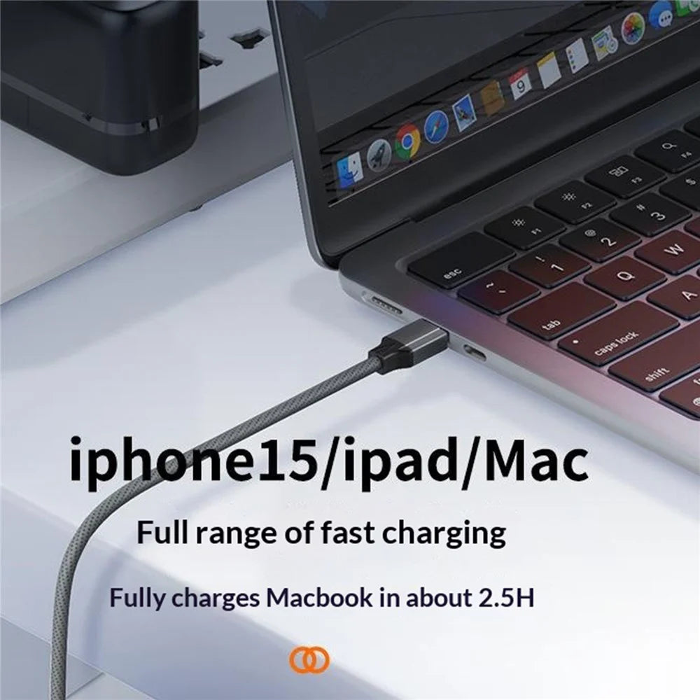 LDNIO LC441c-100W 1m USB-C to USB-C Cable 100W PD Fast Charging Braided Data Cable for Laptop Phone - Grey - 4