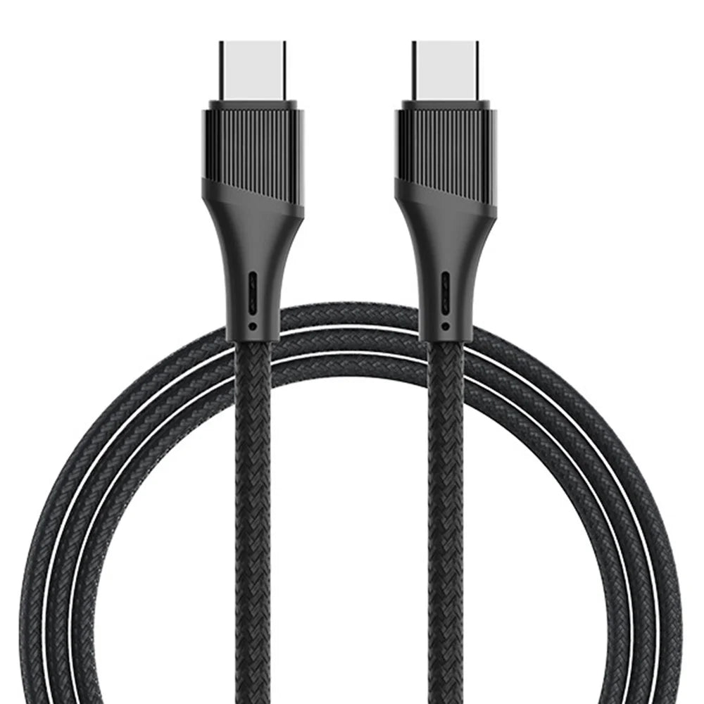 LDNIO LC631c-100W 1m USB-C to USB-C Cable 100W PD Fast Charging Braided Data Cable for Laptop Phone - Grey - Black - 1