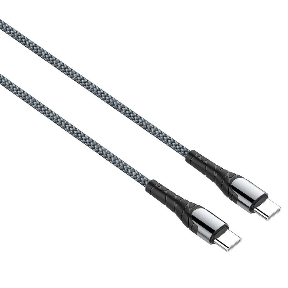 LDNIO LC101 2m USB-C to USB-C Cable 65W PD Fast Charging Braided Data Cable for Phone Tablet - Grey - 1