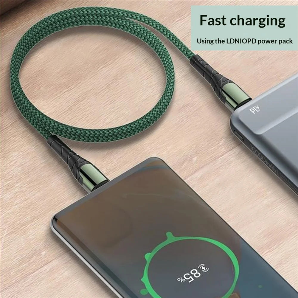 LDNIO LC101 2m USB-C to USB-C Cable 65W PD Fast Charging Braided Data Cable for Phone Tablet - Grey - 5
