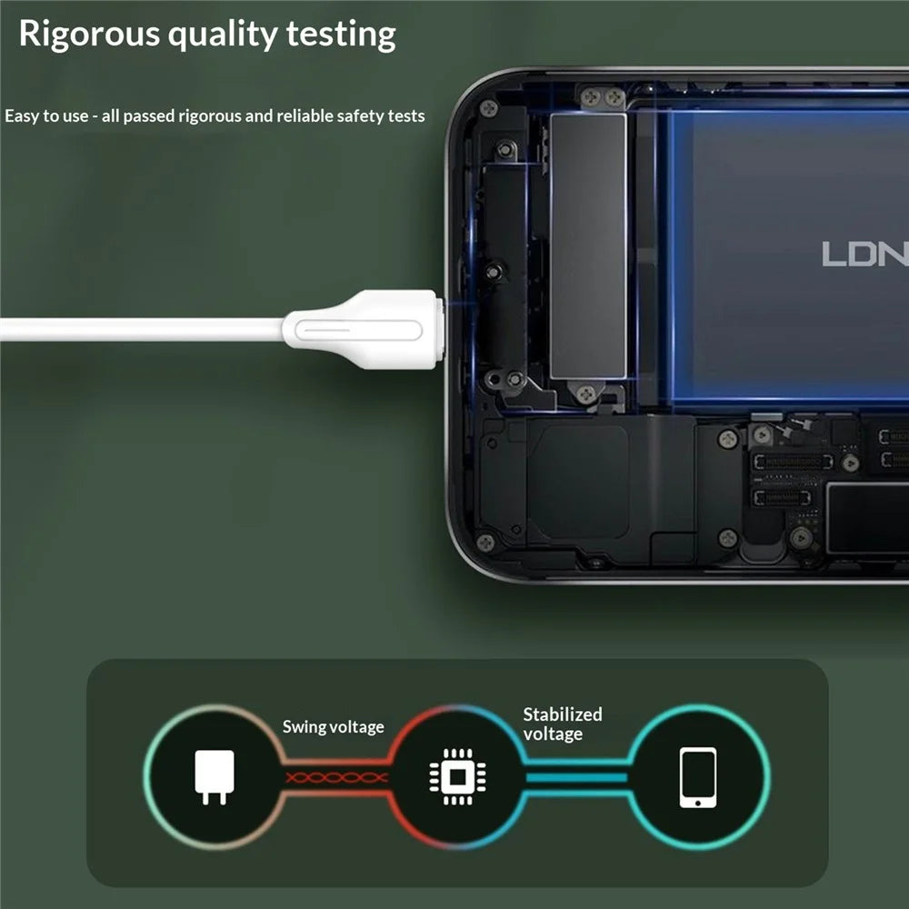 LDNIO LC121-I 2m USB-C to iP (5-14) Cable 30W PD  /  QC Fast Charging Data Cable for iPhone iPad - White - 4
