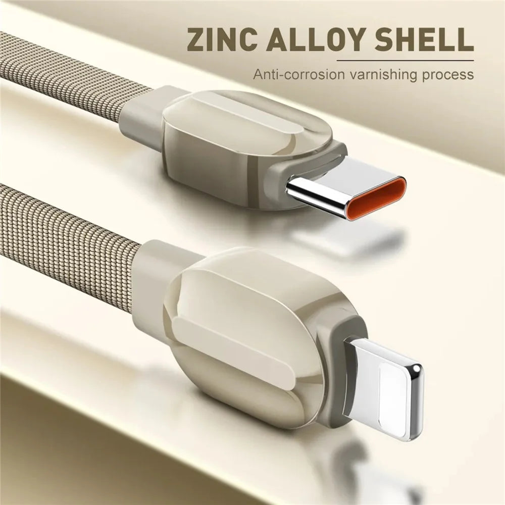 LDNIO LC211i 1m Type-C to iP (5-14) Cable PD 30W Fast Charging Braided Data Cable for iPhone 8-14 - Titanium Gold - 4