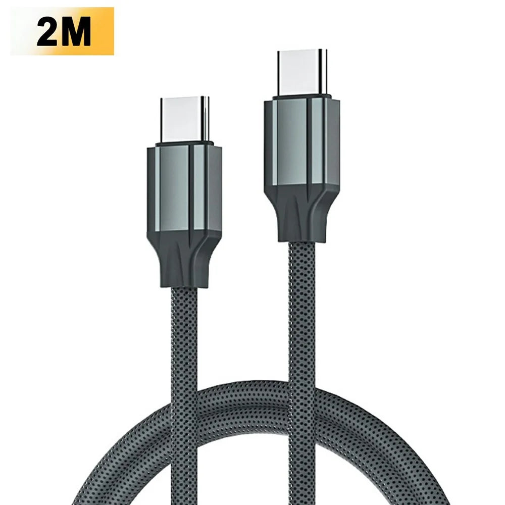 LDNIO LC442C 2m USB-C to USB-C Cable 65W PD Fast Charging Braided Data Cable for iPhone 15 Series - Grey - 1