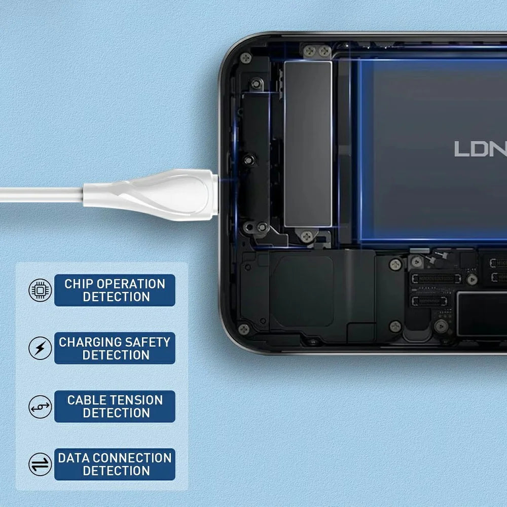 LDNIO LC612C 2m 65W PD Fast Charging Cable USB-C to USB-C Data Sync Cable for Phone Tablet - White - 4