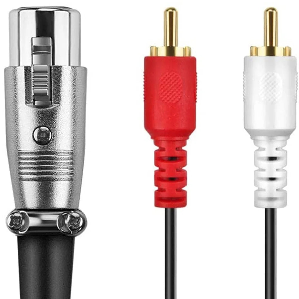 JUNSUNMAY Dual RCA Male Plug to XLR Female Cable Y-Splitter Stereo Adapter Line Audio Breakout Cord, 1.5m - 4