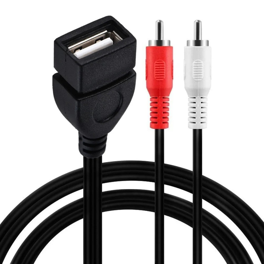 JUNSUNMAY 0.2m USB 2.0 Female to 2 RCA Male Video AV Converter Camcorder Audio Splitter Cable - 2