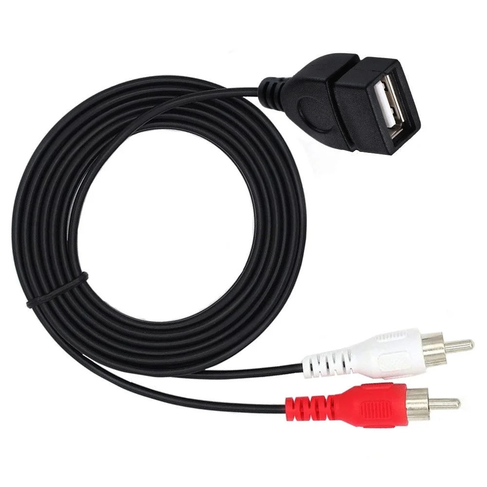 JUNSUNMAY 0.2m USB 2.0 Female to 2 RCA Male Video AV Converter Camcorder Audio Splitter Cable - 3