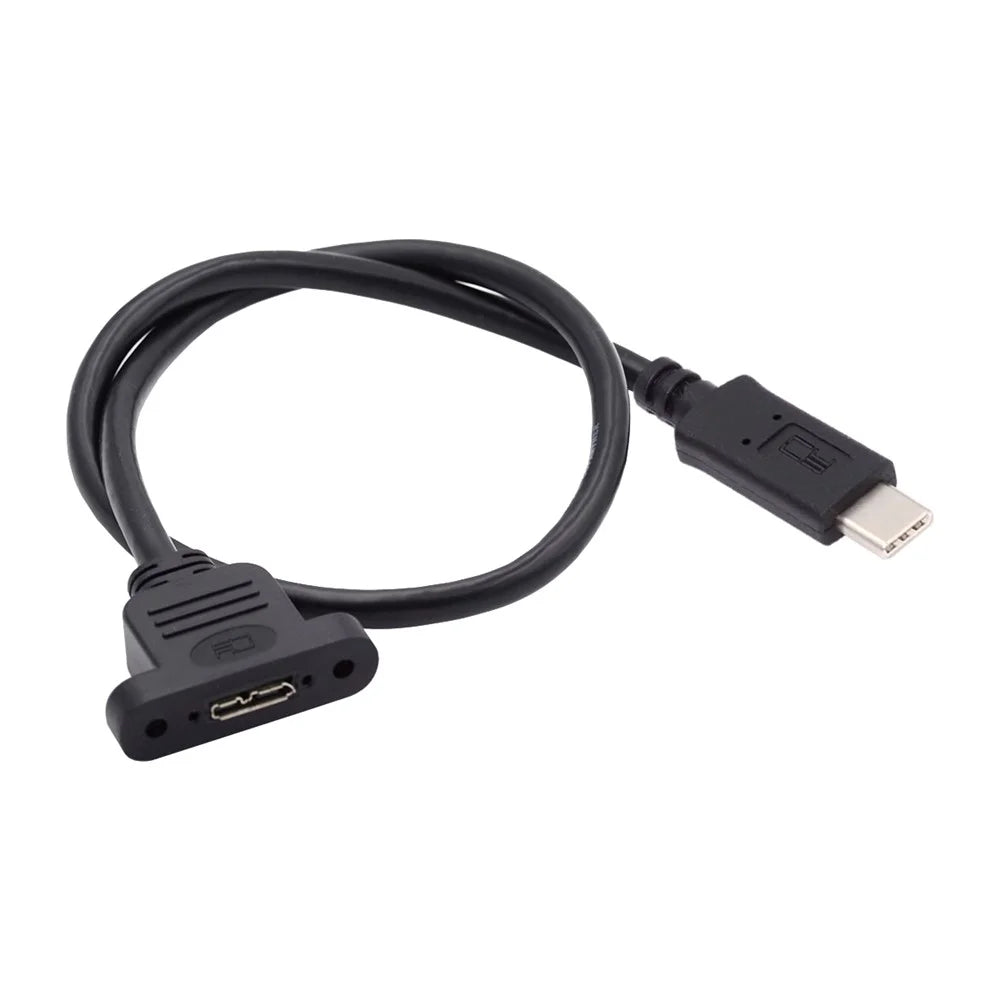 U3-083-CM 50CM 5Gbps Type-C Male to Micro USB 3.0 Female Screw Mount Type Extension Cable - 2