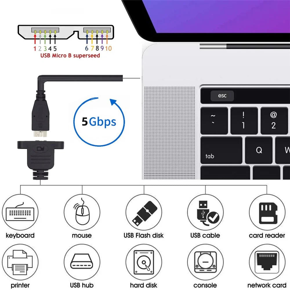 U3-083-CM 50CM 5Gbps Type-C Male to Micro USB 3.0 Female Screw Mount Type Extension Cable - 6