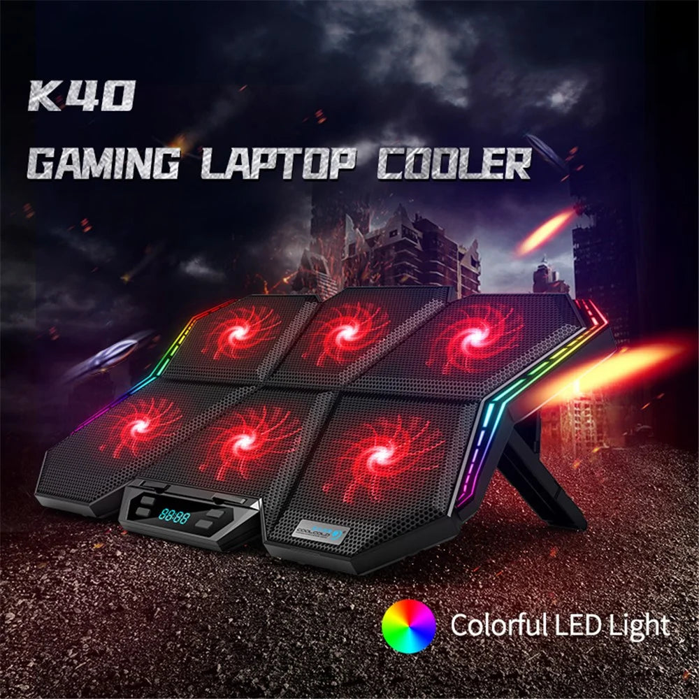 COOLCOLD Ice Magic 6 Laptop Cooling Base RGB Light Height Adjustable Notebook Cooler Stand - 2