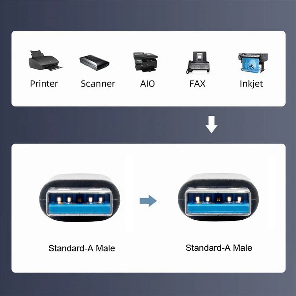 U3-075-AM 0.3m USB 3.0 Male to Male Cord 5Gbps Data Transfer for Cameras, DVD Player, Hard Disk (Silver Shell) - 5