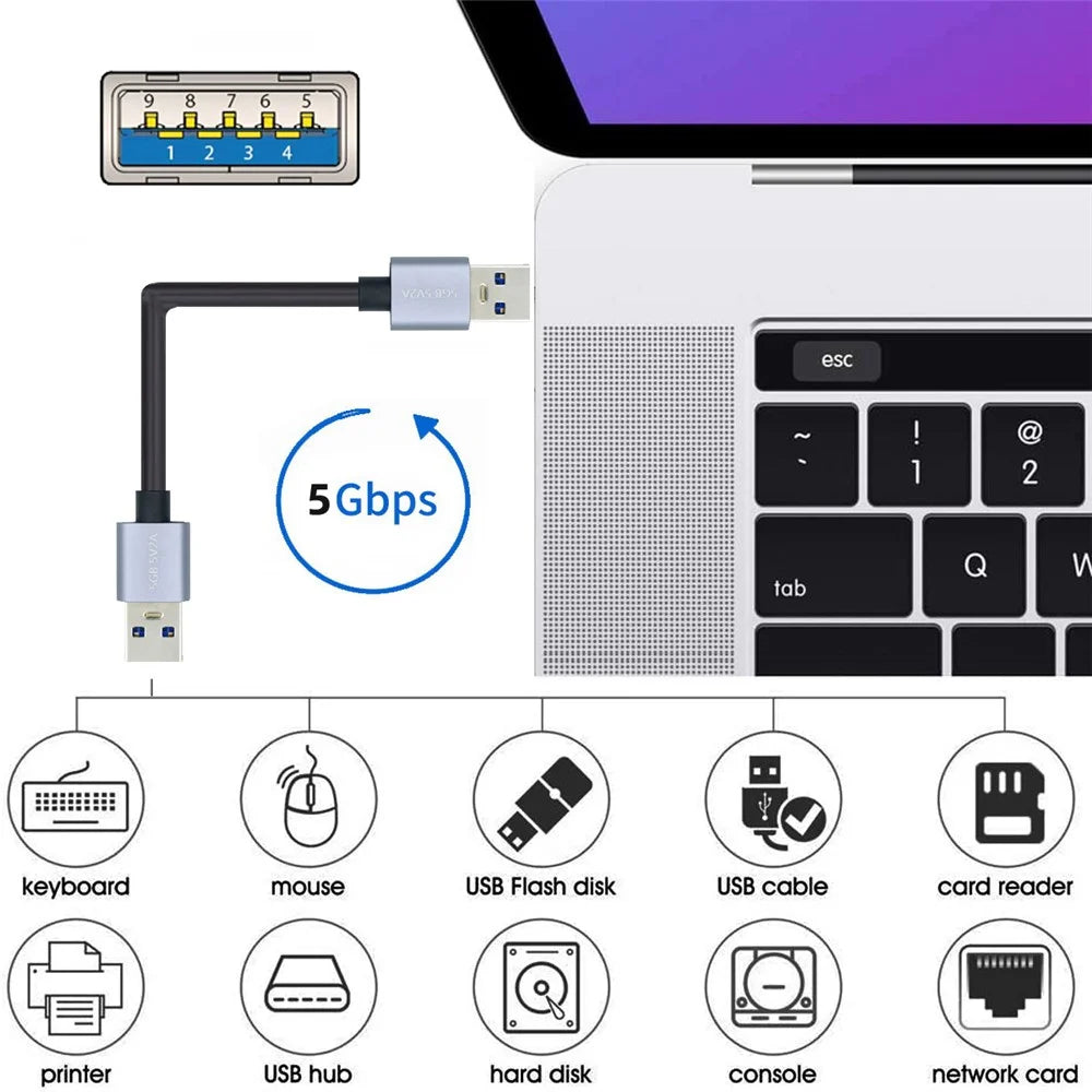 U3-075-AM 0.3m USB 3.0 Male to Male Cord 5Gbps Data Transfer for Cameras, DVD Player, Hard Disk (Silver Shell) - 7