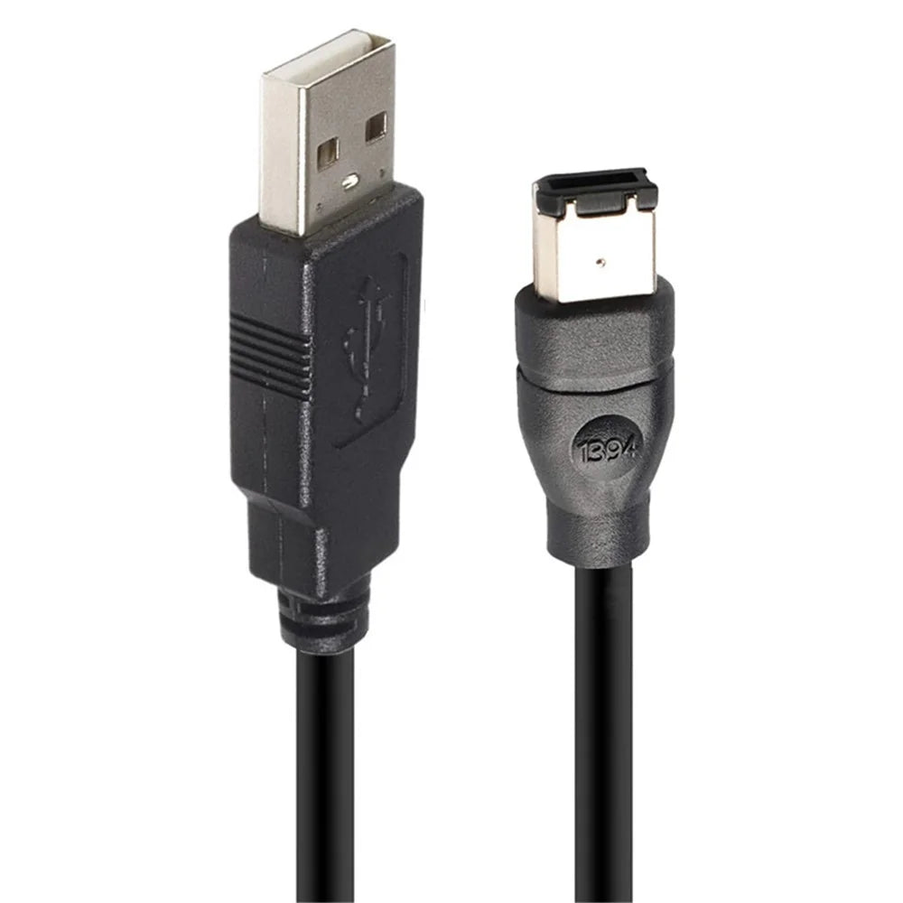 JUNSUNMAY 1.8m Firewire IEEE 1394 6 Pin Male to USB 2.0 Male Adapter Converter Cable - 1