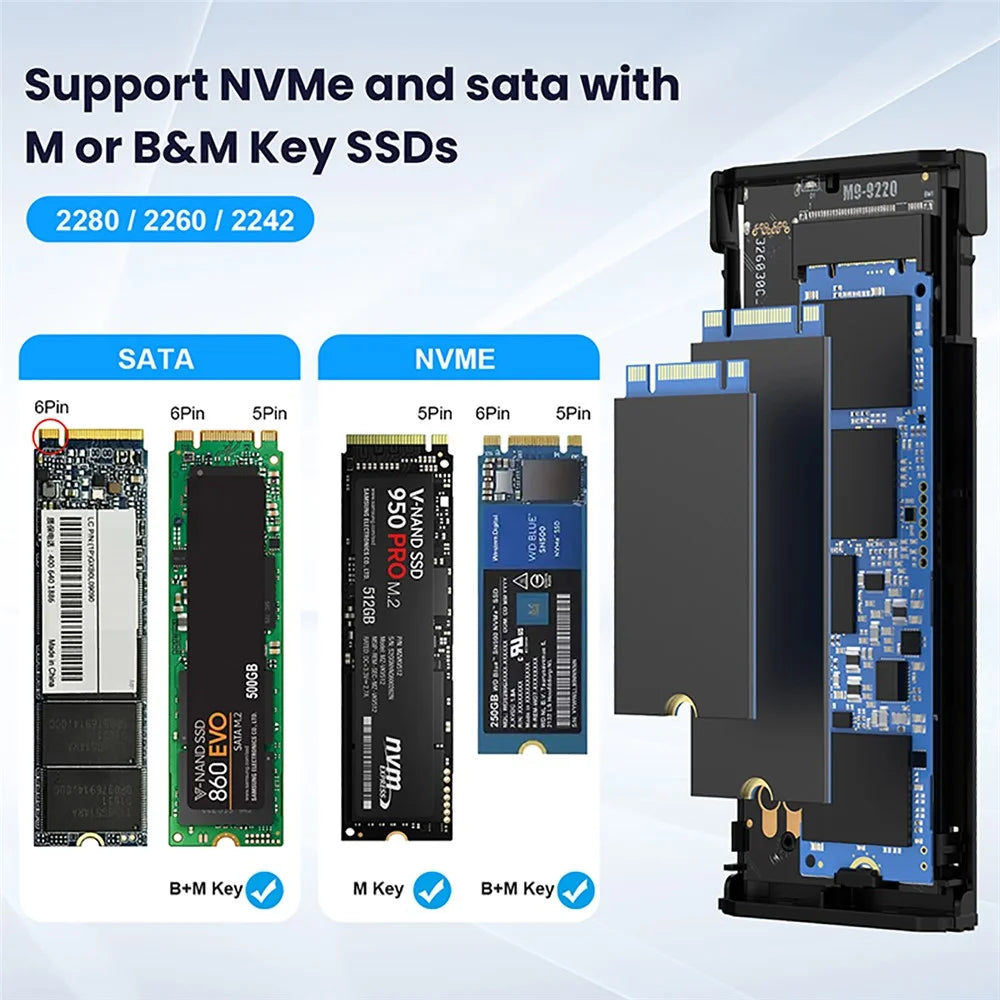 UC-145-20G RTL9220 Type-C USB3.2 USB4 20Gbps to M-Key M.2 NGFF NVME SATA SSD PCBA Enclosure - 2
