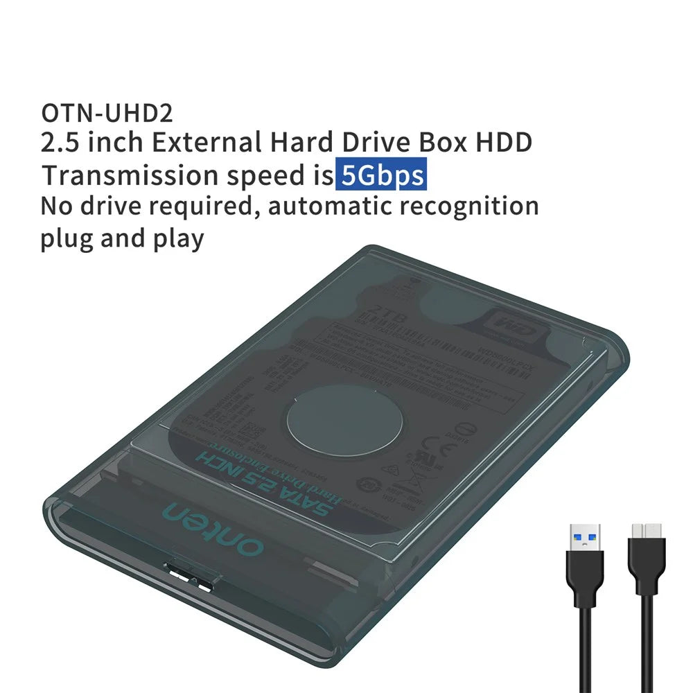 ONTEN UHD2 2.5 Inch External Hard Drive Enclosure Plug and Play 5Gbps High Speed USB 3.0 HDD - 3